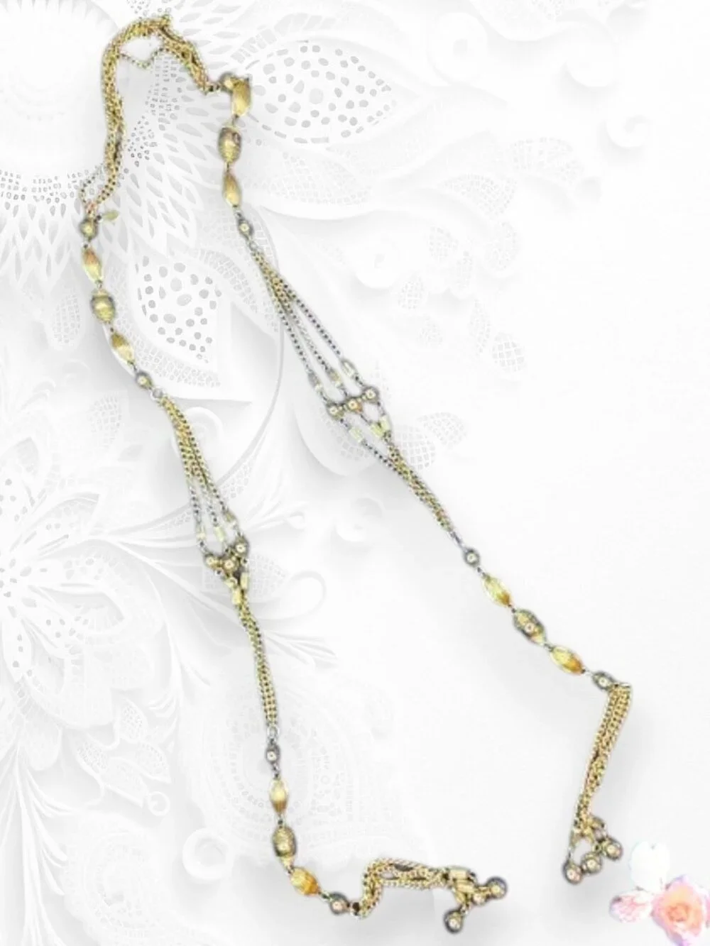 Vintage Sarah Coventry Gold Beaded Wrap Scarf Chain Necklace 509